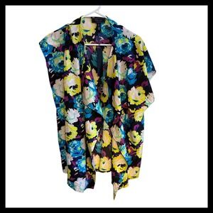 NWT C Wonder Christian Siriano Floral Open Front Sleeveless Kimono Cardigan M L